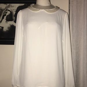 Ann Taylor Loft NWT Pearl Collar Blouse Sz L